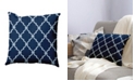 E by Design 16 Inch Navy Blue Decorative Trellis Print Throw Pillow